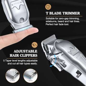 Ufree Professional Hair Clippers for Men, Cordless Metal Barber Clippers and Trimmers Set, Clippers ...