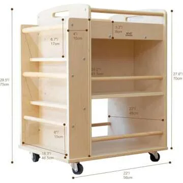 kidi house Wooden Art Cart, Birch Craft Cart with Wheels, Multi-Functional Mobile 3-Tier Art Cart Organizer for Kids, Art and Crafts Supply, Montessori Furniture for Office, Nursery, Living Room