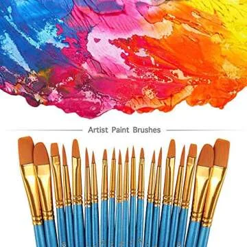 Suproot Paint Brushes Set, 10pcs Paintbrushes Flat/Shader Tip for Watercolor, Oil, Acrylic Painting and Craft, Nail, Face Paint (Blue Brush) (Suproot -2872A)