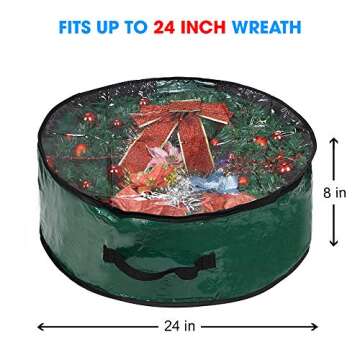 Propik Christmas Wreath Storage Bag 24" - Garland Holiday Container with Clear Window - Tear Resista...