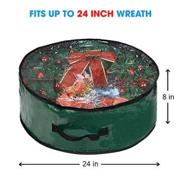 Propik Christmas Wreath Storage Bag 24" - Garland Holiday Container with Clear Window - Tear Resista...