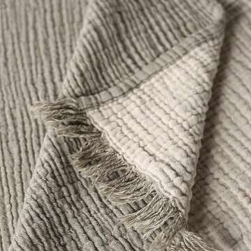 Cacala Muslin Throw Blanket – Muslin Blankets for Adults – Natural Cotton Throw Blankets for Bed and Sofa – Soft and Lightweight 4 Layers – All-Season Boho Throw (51" x 67", Green)