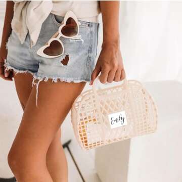 Personalized Jelly Bag - Bridesmaid Gift Bag, Easter Basket, Gift For Baby Shower, Plastic Straw Clu...