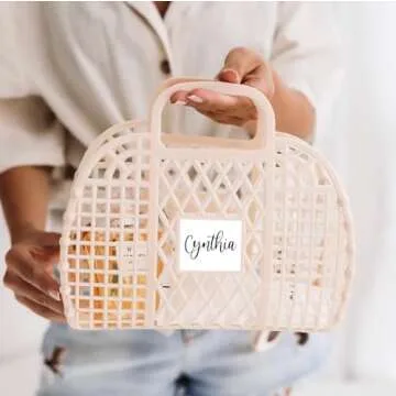 Personalized Jelly Bag - Bridesmaid Gift Bag, Easter Basket, Gift For Baby Shower, Plastic Straw Clutch, Easter Bags, Easter Baskets For Girls, Gift for Bachelorette Parties, Gift Bag Bridal Parties