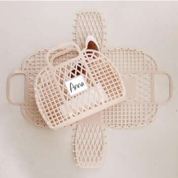 Personalized Jelly Bag - Bridesmaid Gift Bag, Easter Basket, Gift For Baby Shower, Plastic Straw Clutch, Easter Bags, Easter Baskets For Girls, Gift for Bachelorette Parties, Gift Bag Bridal Parties