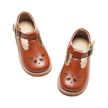 Felix & Flora Toddler Little Girl Brown Mary Jane Dress Shoes - Ballet Flats for Easter Flower Girl ...