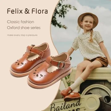 Felix & Flora Toddler Brown Mary Jane Dress Shoes for Girls