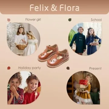 Felix & Flora Toddler Brown Mary Jane Dress Shoes for Girls