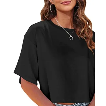 Tankaneo Women Half Sleeve Cropped T-Shirts for Summer