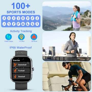 Smart Watch, 1.91" Smartwatch for Men Women (Answer/Make Call), Fitness Tracker with 120+ Sport Modes, IP68 Waterproof, Heart Rate/Spo2/Sleep Monitor, Pedometer, Activity Tracker for Android iOS