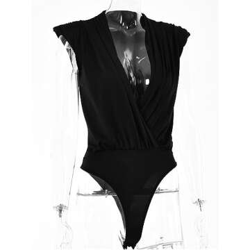 Stylish LYANER Wrapped V Neck Ruched Bodysuit for Women