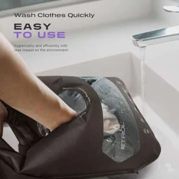 ETROL Wash Bag Portable Washing Machine, Lightweight Manual Washing Machine for Travel, Camping, Laundry, Baby Clothes, Non-Electric, With Bottom Water Outlet and Compartment-Brown