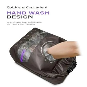 ETROL Wash Bag Portable Washing Machine, Lightweight Manual Washing Machine for Travel, Camping, Laundry, Baby Clothes, Non-Electric, With Bottom Water Outlet and Compartment-Brown