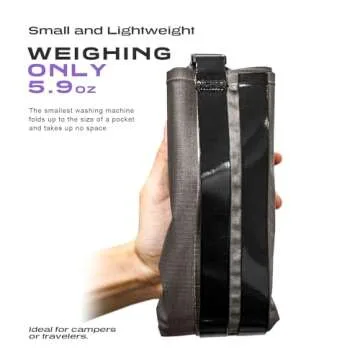 ETROL Wash Bag Portable Washing Machine, Lightweight Manual Washing Machine for Travel, Camping, Laundry, Baby Clothes, Non-Electric, With Bottom Water Outlet and Compartment-Brown