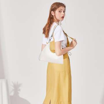 I IHAYNER Leather Shoulder Bag for Women Crescent Shoulder Purse Small Hobo Purse Retro Clutch Classic Underarm Tote Bag Beige