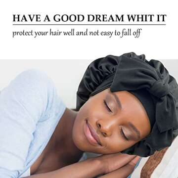 Luxury Satin Silk Bonnets for Sleeping Adjustable Hair Cap with Tie Band