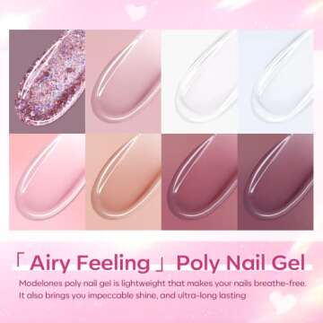 Modelones Poly Nail Gel Kit with 8 Colors & Nail Lamp