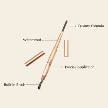 Epilynx Perfect Eyebrow Definer Pencil and Eyebrow Brush, for Sensitive Skin, Gluten-Free, Allergen-Free, Vegan