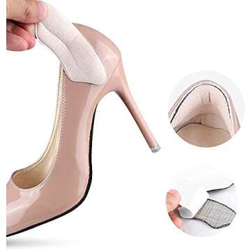 MELOWELL Premium Heel Pads for Shoes, Self-Adhesive, 4 Pairs, Black and Beige