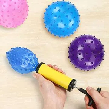 LOVEINUSA Bounce Ball, 12 PCS Sensory Balls Knobby Party Balls Massage Balls with Air Pump Set 4.72"