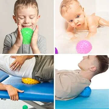 LOVEINUSA Bounce Ball, 12 PCS Sensory Balls Knobby Party Balls Massage Balls with Air Pump Set 4.72"