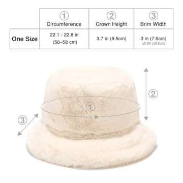 Umeepar Winter Faux Fur Fuzzy Bucket Hat Fluffy Warm Hat for Women Men (US, Alpha, One Size, Beige)