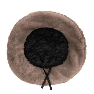 Umeepar Winter Faux Fur Fuzzy Bucket Hat Fluffy Warm Hat for Women Men (US, Alpha, One Size, Beige)