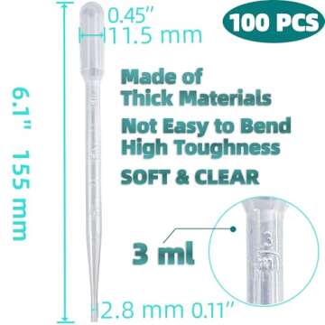 Zkupanx 100 PCS 3ML Pipette Droppers for All Needs
