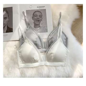 SilRiver Silk Satin Wire-Free Bralette for Women