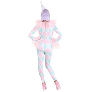 Pastel Diamond Clown Jumpsuit for Women - Medium Pink