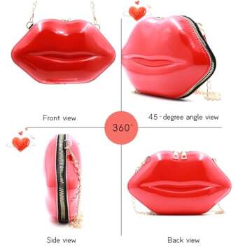 LoveWLC Lip Purse Women Lip-Shaped Lip Crossbody Bag