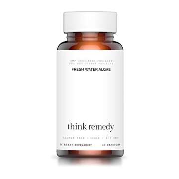 Think Remedy Fresh Water Algae Capsules - Chlorella Spirulina Pills for Detoxification - Potent Chlorophyll - Organic Powder Supplement - 60 Capsules - Optimal 50/50 Blend