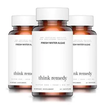 Think Remedy Fresh Water Algae Capsules - Chlorella Spirulina Pills for Detoxification - Potent Chlorophyll - Organic Powder Supplement - 60 Capsules - Optimal 50/50 Blend