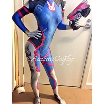 AestheticCosplay DVa Cosplay Costume | Lycra Fabric Bodysuit (XS)