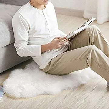 LOCHAS Soft Fluffy Faux Sheepskin Rug for Home Decor