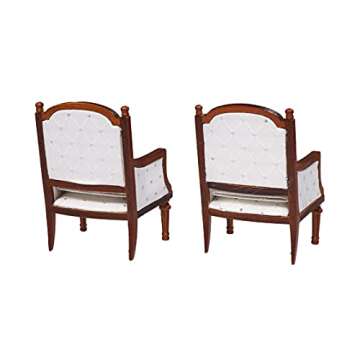 Elegant Wooden Dollhouse Armchairs Set of 2 for Miniatures