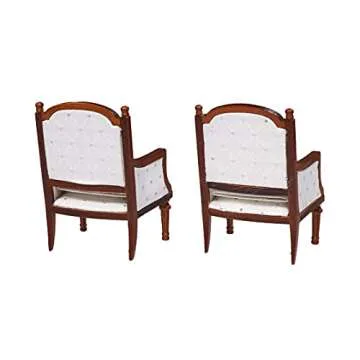 Elegant Wooden Dollhouse Armchairs Set of 2 for Miniatures