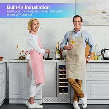 Tylza Wine and Beverage Refrigerator, 24 inch Dual Zone Wine Beverage Cooler Built-in and Freestandi...