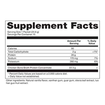 Ancient Nutrition Bone Broth Protein Powder, Vanilla, 20g Protein per Serving, Supports Healthy Skin, Gut Health, Joint Supplement, Gluten Free, Paleo and Keto Friendly, 15 Packets…