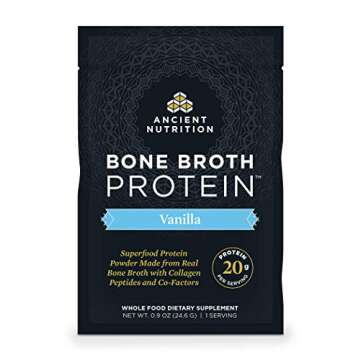 Ancient Nutrition Bone Broth Protein Powder, Vanilla, 20g Protein per Serving, Supports Healthy Skin, Gut Health, Joint Supplement, Gluten Free, Paleo and Keto Friendly, 15 Packets…