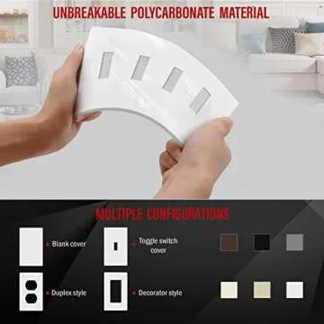 ENERLITES Screwless Quadruple Toggle Switch Wall Plate