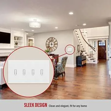 ENERLITES Screwless Quadruple Toggle Switch Wall Plate