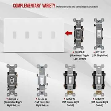 ENERLITES Screwless Quadruple Toggle Switch Wall Plate