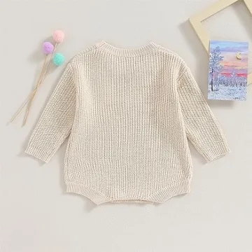 woshilaocai Cozy Unisex Baby Sweater Romper for Winter