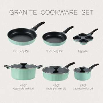CAROTE Vibrant Nonstick Cookware Set for Every Kitchen!