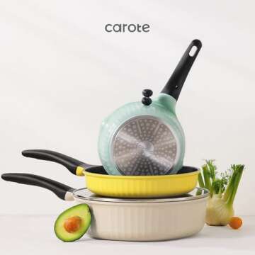 Colorful CAROTE Nonstick Cookware Set for Effortless Cooking