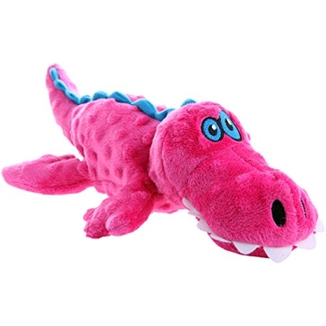 goDog Gators Squeaky Plush Dog Toy with Chew Guard Technology - Large Pink