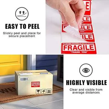GMKbuy 100 Fragile Stickers Roll for Safe Shipping