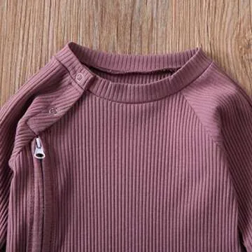 Newborn Baby Boy Girl Long Sleeve Rompers Knit Solid Jumpsuits Pajamas Footless Sleeper Coveralls Toddler Clothes (Purple, 0-3 Months)