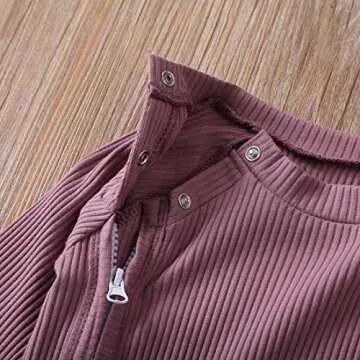 Newborn Baby Boy Girl Long Sleeve Rompers Knit Solid Jumpsuits Pajamas Footless Sleeper Coveralls Toddler Clothes (Purple, 0-3 Months)